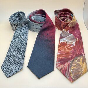 Vintage Mallory & George Straith Abstract Ombre Floral Mens Silk Neck Ties Set 3